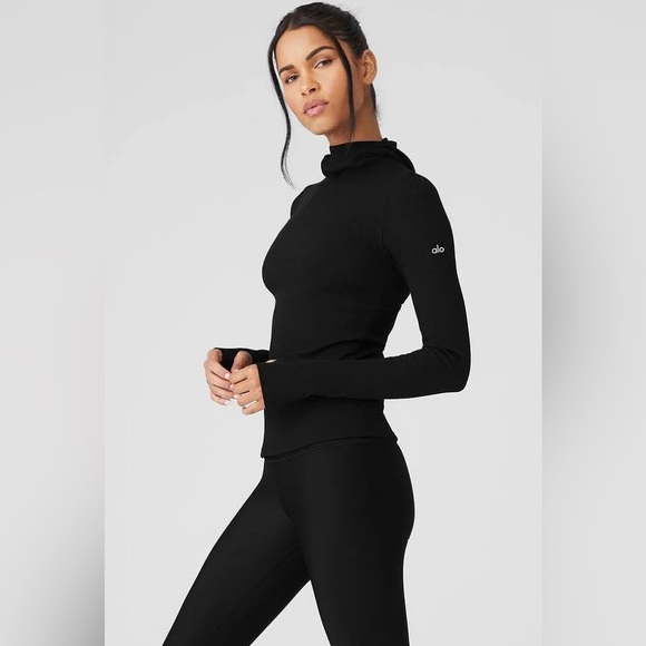 ALO Yoga Tops - ALO YOGA | ✨NEW✨ Alosoft Ribbed Frontrunner Long Sleeve in Black